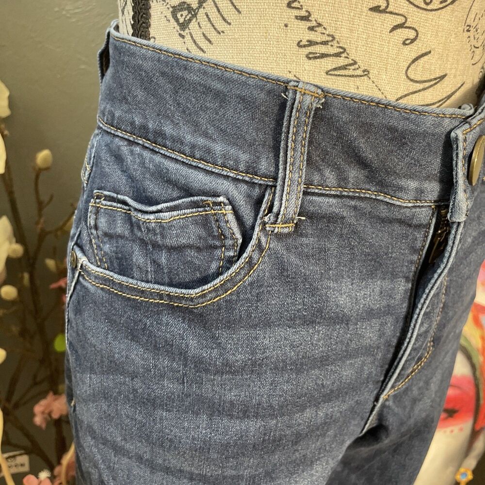 Democracy "Ab"solution Itty Bitty Bootcut Blue Jeans Women's 10 Whiskers Stretch - Picture 4 of 12